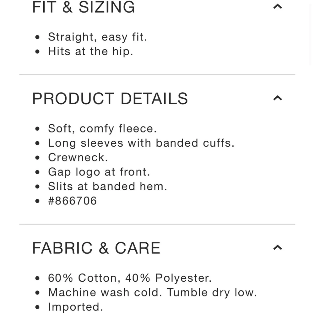 ⭐️ Firm Price ⭐️ Medium Gap white sweatshirt - Picture 3 of 4